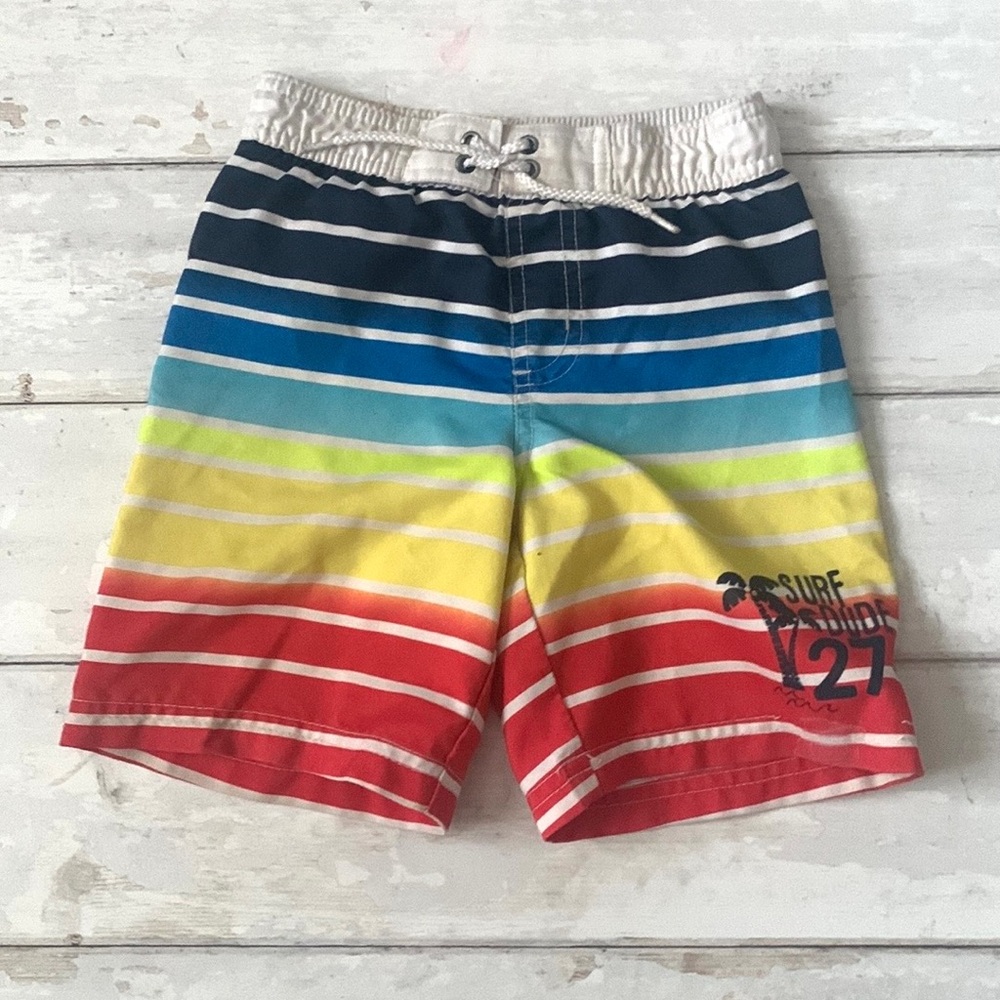 Boys 3T Swimsuit Swim Trunks Toddler Blue Red Stripes Koala Kids Size 3